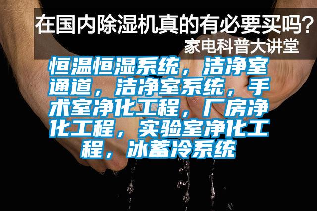 恒溫恒濕係統，潔淨室通道，潔淨室係統，手術室淨化工程，廠房淨化工程，實驗室淨化工程，冰蓄冷係統